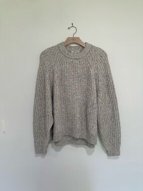Madewell Light Gray Ribbed Crewneck Sweater